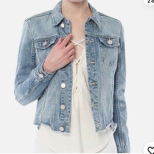 BLANK NYC Light wash denim distressed jacket size xs